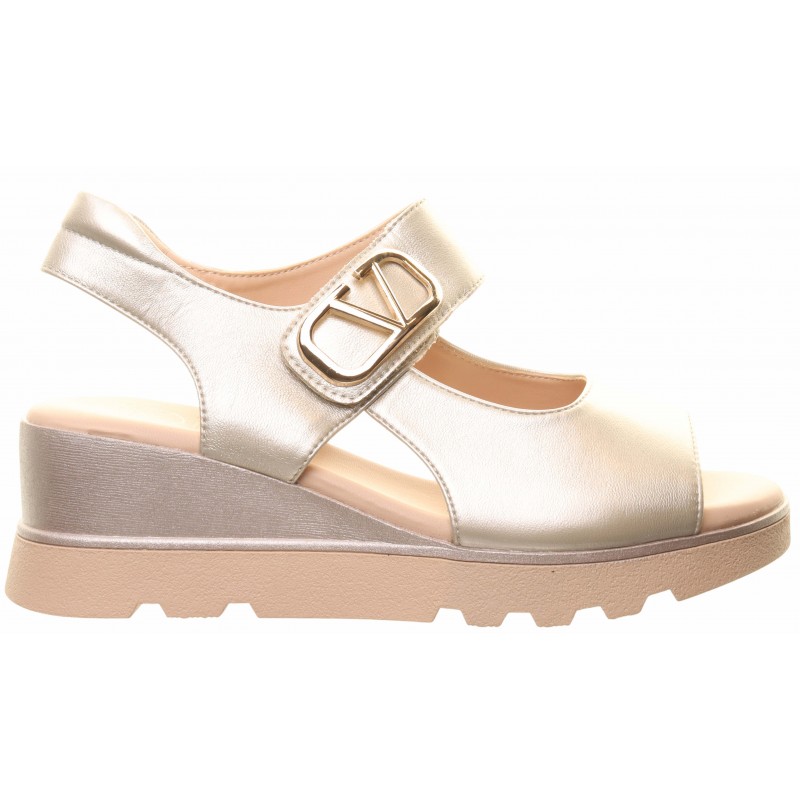Zanni & Co Gold V Trim Wedge Sandals