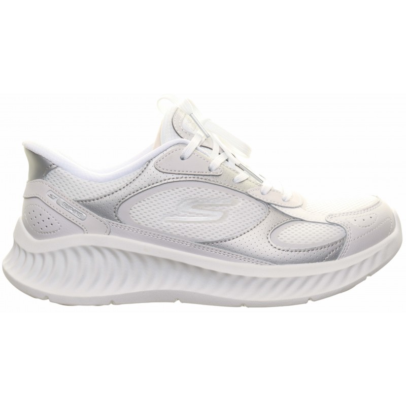 Skechers White Silver Go-walk Now Aura