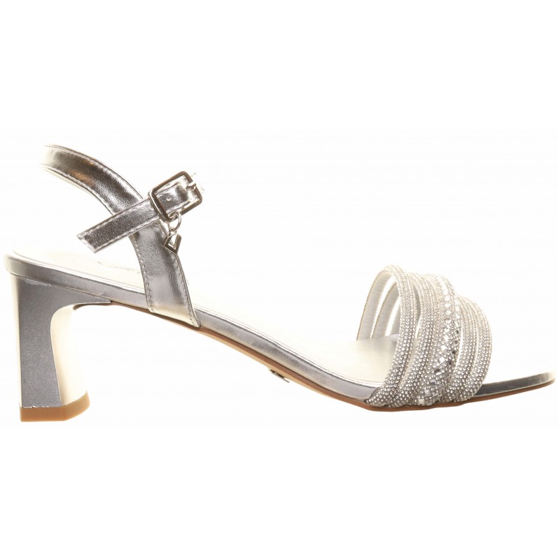 Una Healy Silver Mid Heel Glitter Sandal