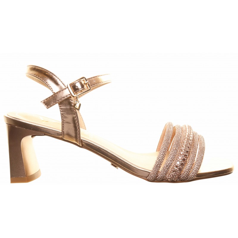 Una Healy Rosegold Mid Heel Glitter Sandal