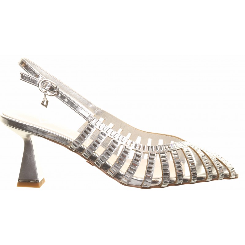 Una Healy Silver Strappy Sling Back Sandals