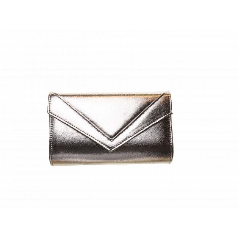 Silver Envelope Metallic Clutch Bag