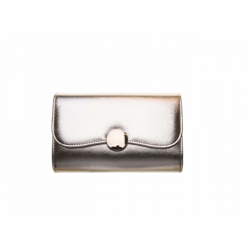 Silver Dome Button Clutch Bag