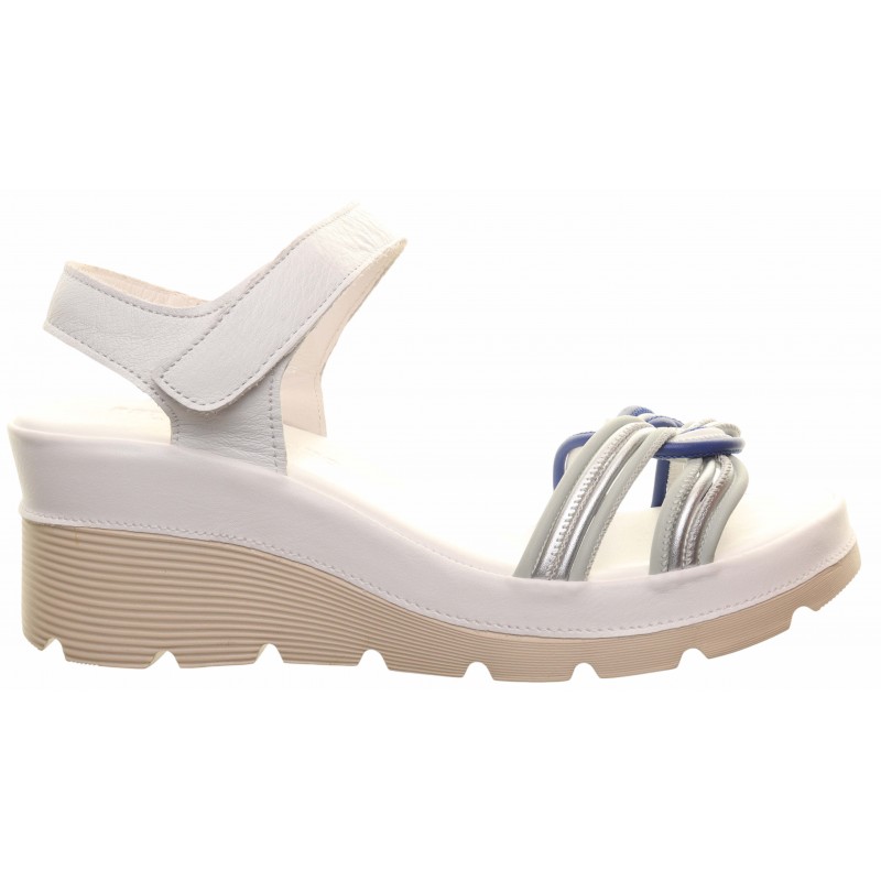 Patrizo Como White Blue Wedge Sandal
