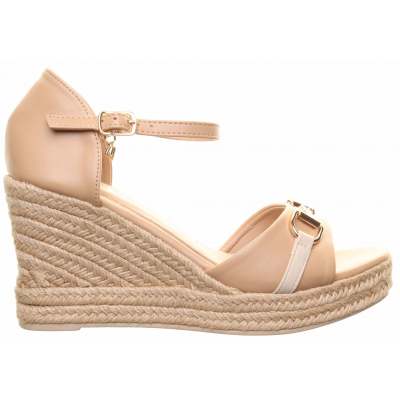 Una Healy Nude Snaffle Trim Wedge Sandals