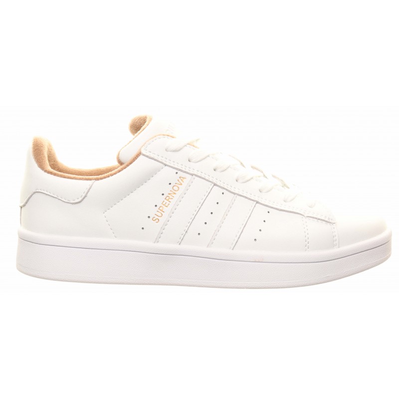 Drilleys White Two Stripe Trainer