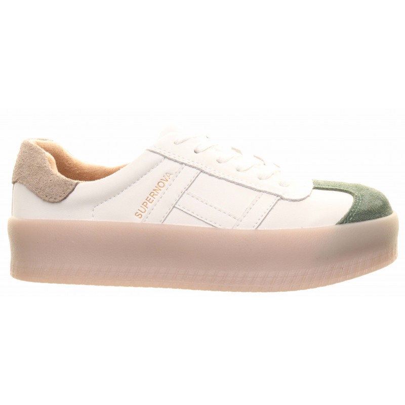 Drilleys White High Sole H Stripe Trainer