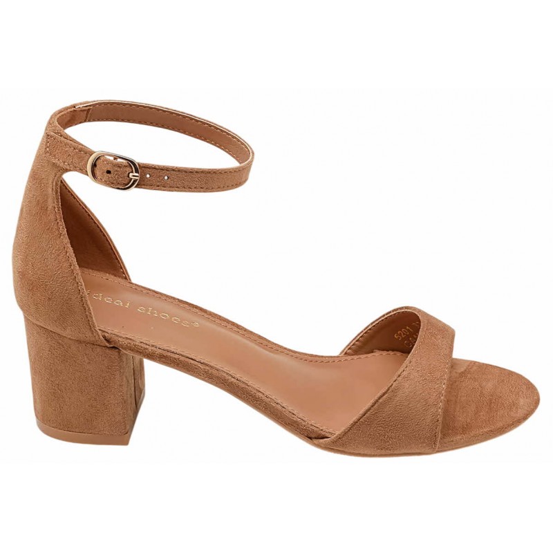 Camel Two Part Block Heel Sandals