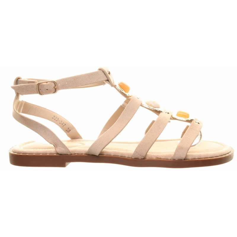 Taupe Flat Gladiator Gem Sandals