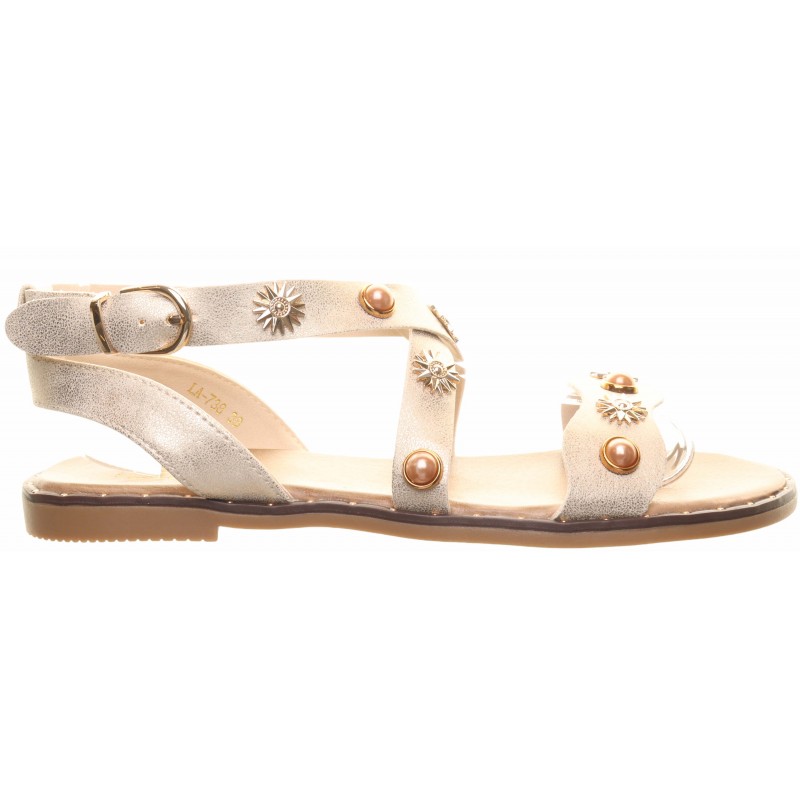 Beige Flat Cross Strap Flat Sandals