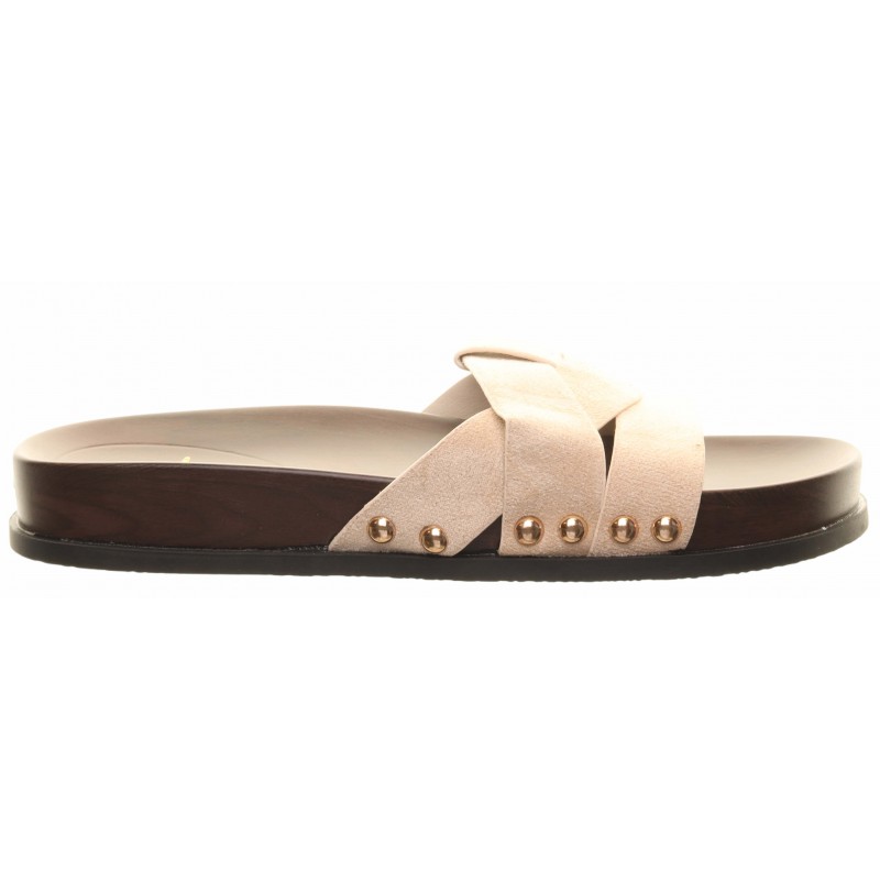 Beige Strap Foldover Sliders