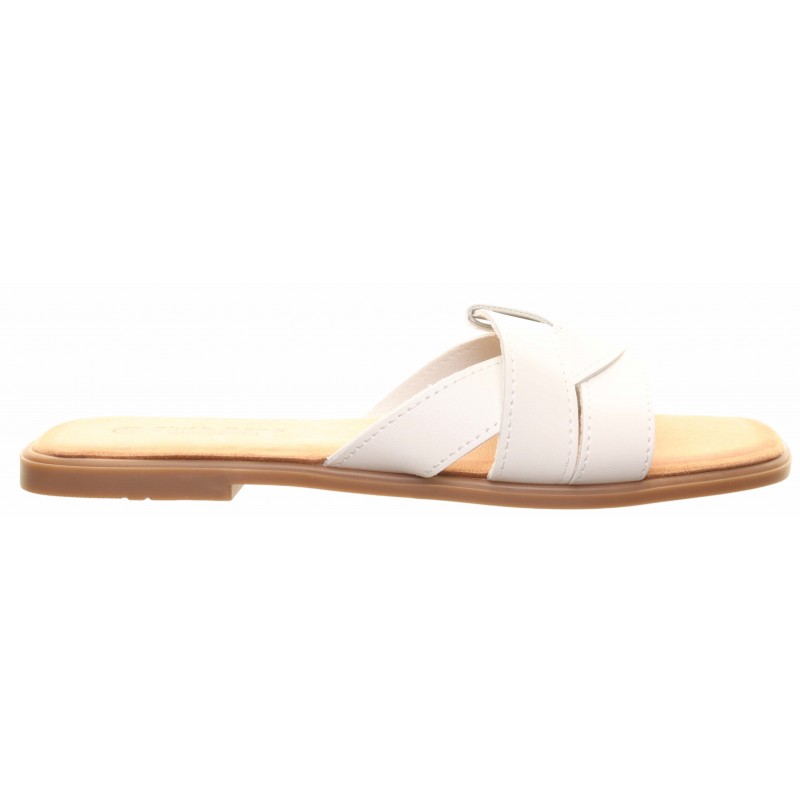 White Flap Over Flat Slide Mule