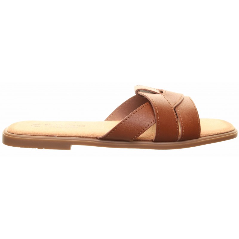 Brown Flap Over Flat Slide Mule