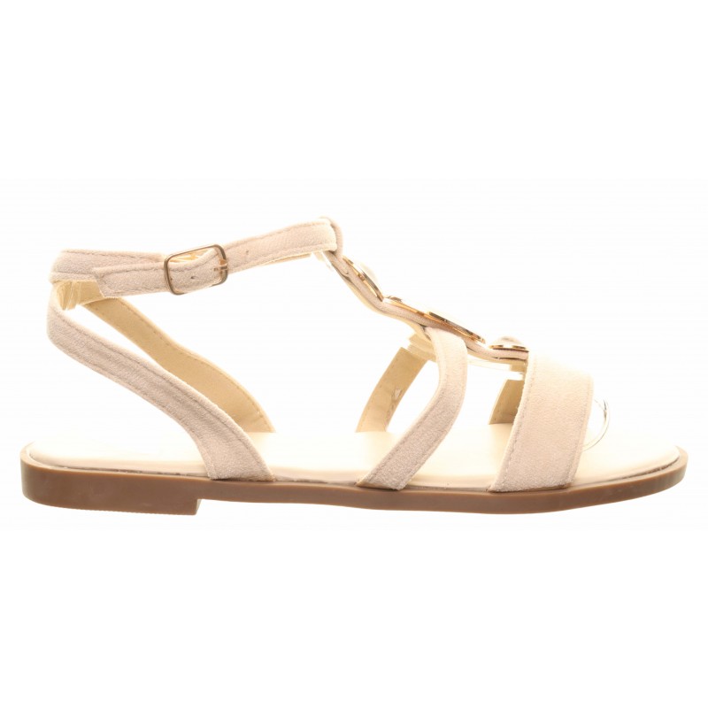 Beige Flat Gem Stone Sandals