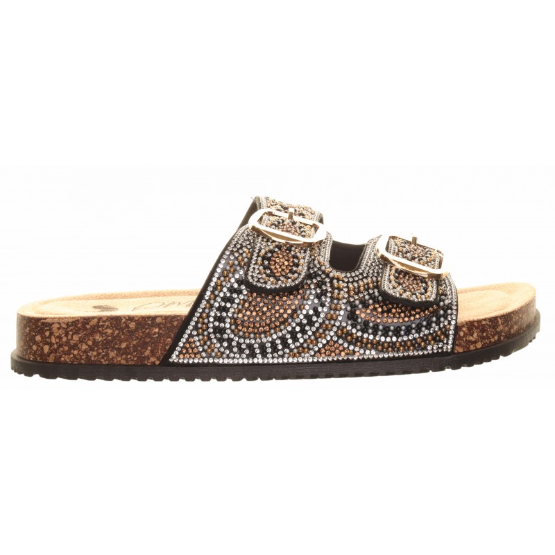 Black Omg Gem Covered Footbed Sandals