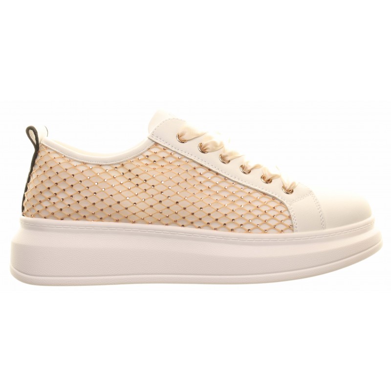 Una Healy Gold Mesh Overlay Wedge Trainer