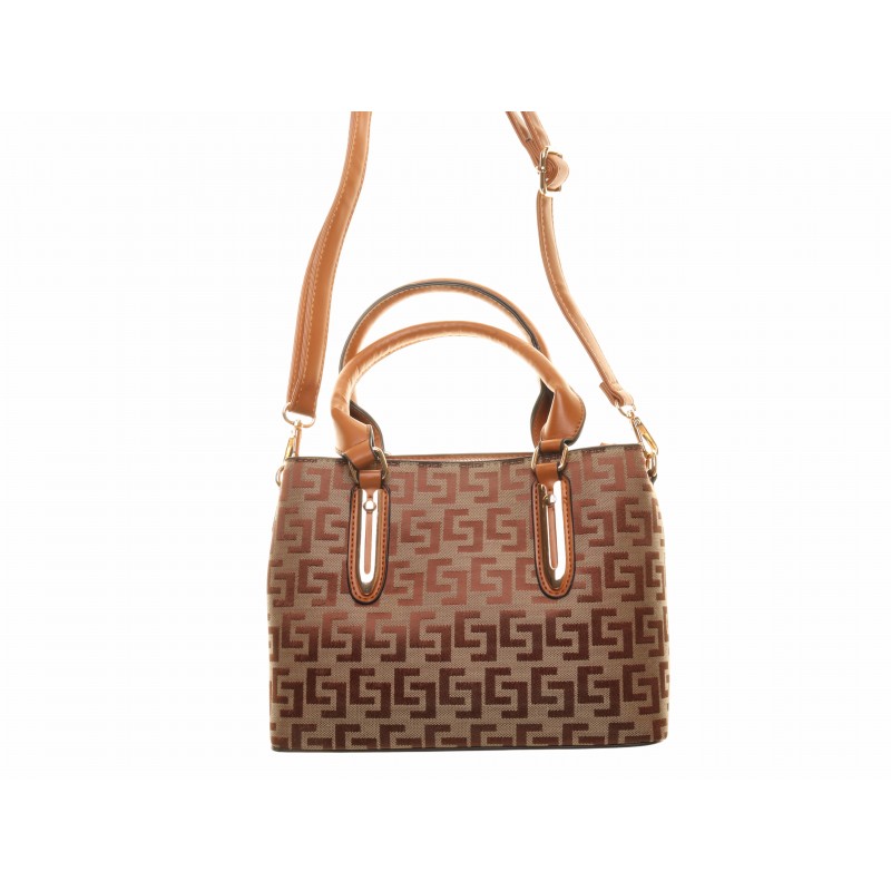Brown Printed Fabric Handbag