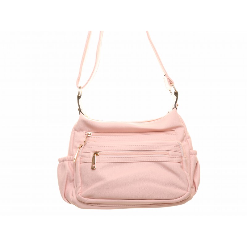 Pink Soft Double Zip Shoulder Bag