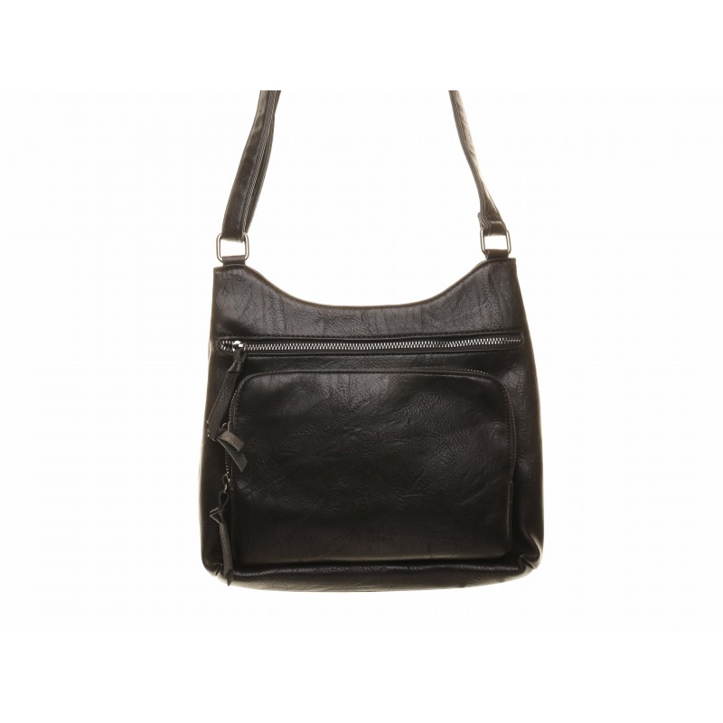 Black Front Pocket Zip Shoulder Bag