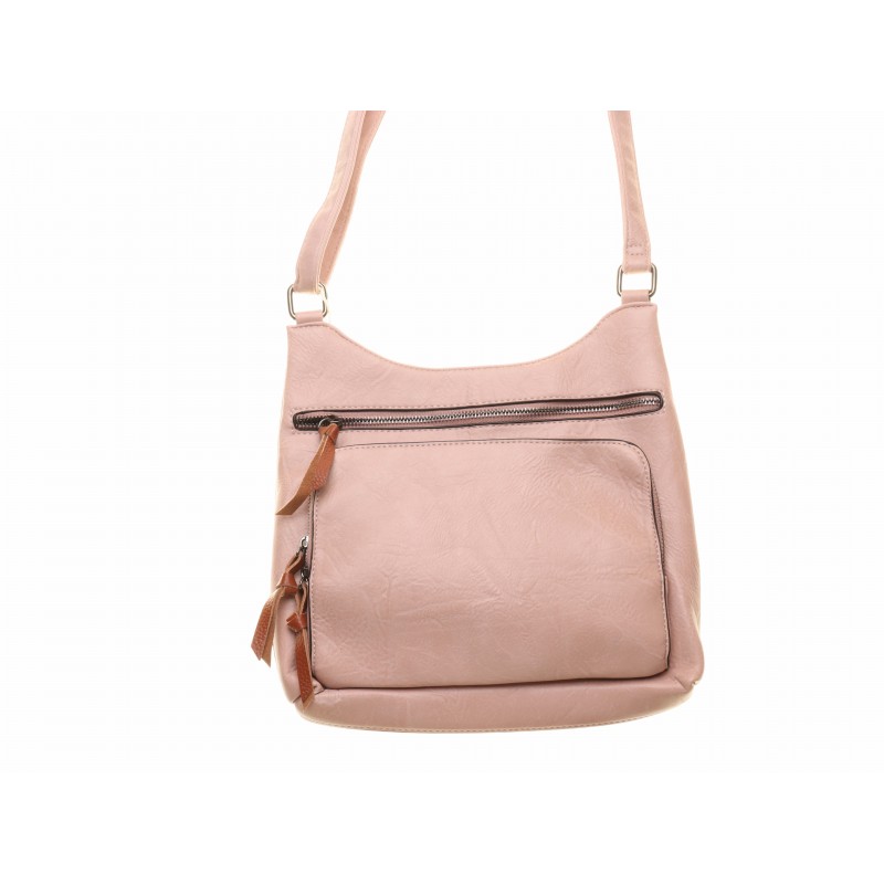 Pink Front Pocket Zip Shoulder Bag