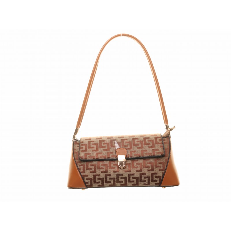 Tan Two Tone Fabric Printed Bag