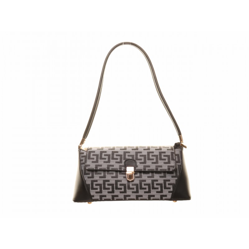 Grey Black Two Tone Fabric Printed Bag