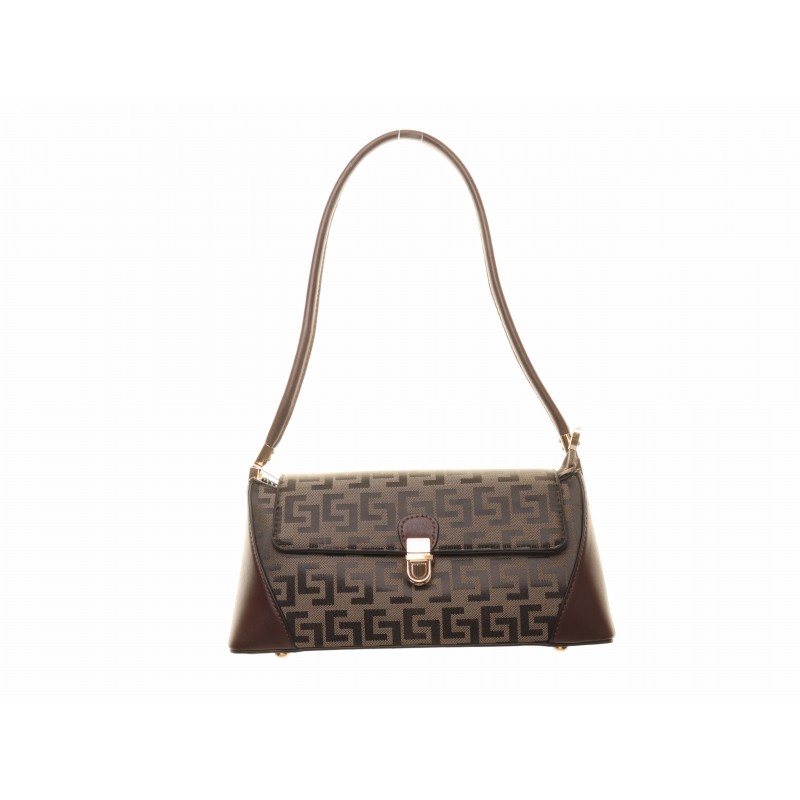Brown Two Tone Fabric Printed Bag