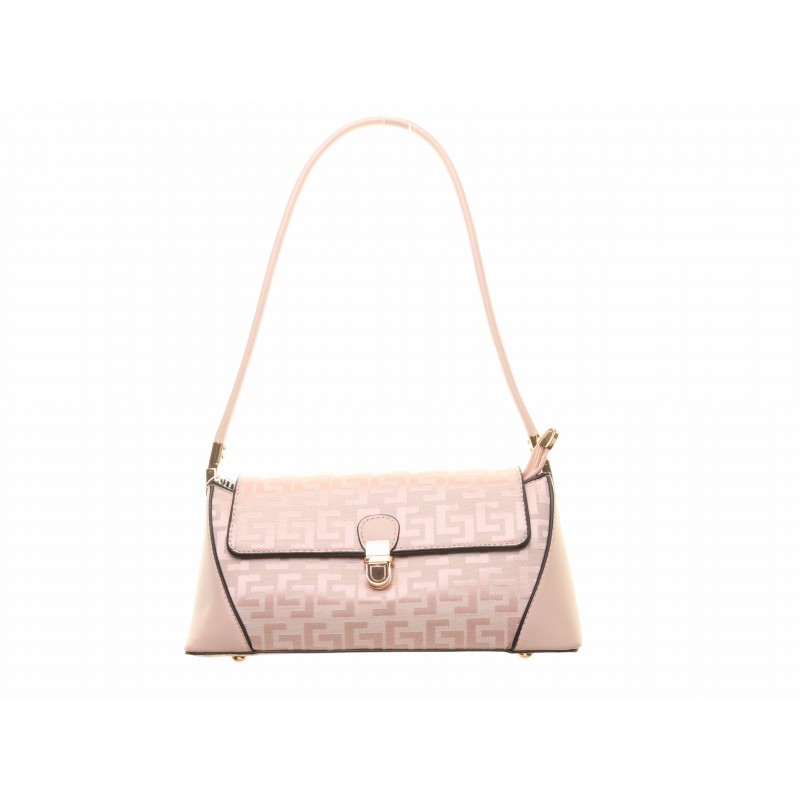 Pink Two Tone Fabric Printed Bag