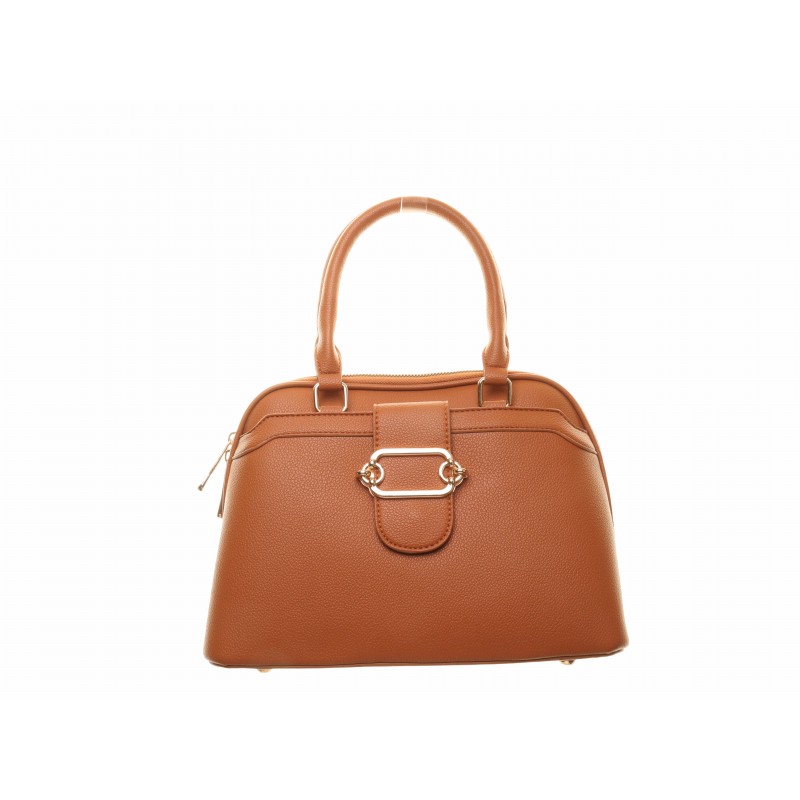 Tan Front Brooch Buckle Bag