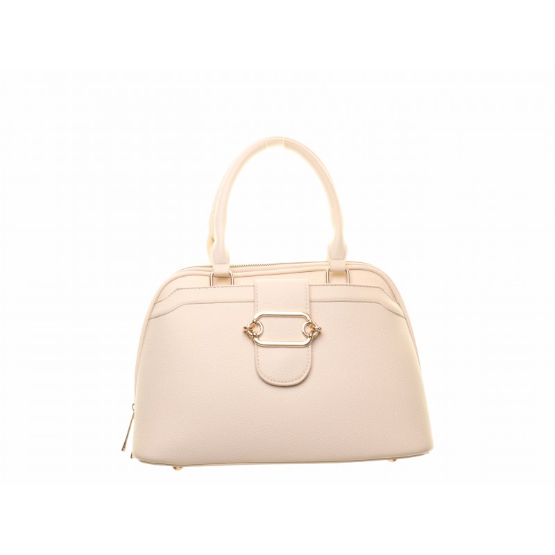 Beige Front Brooch Buckle Bag