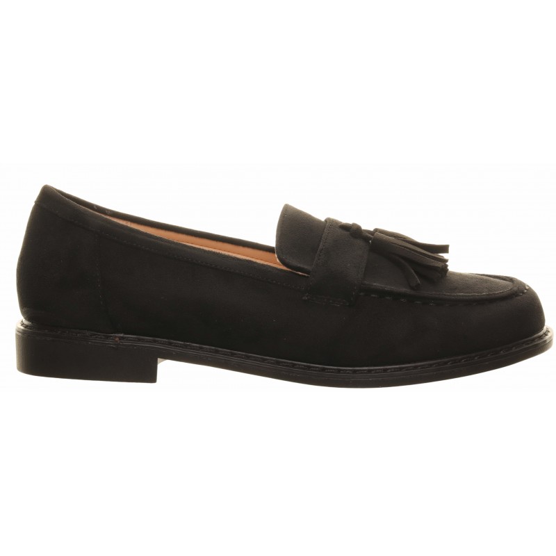 Black Flat Suedette Tassel Loafer