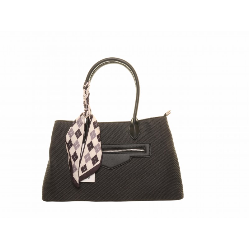 Black Ribbon Trim Front Zip Bag