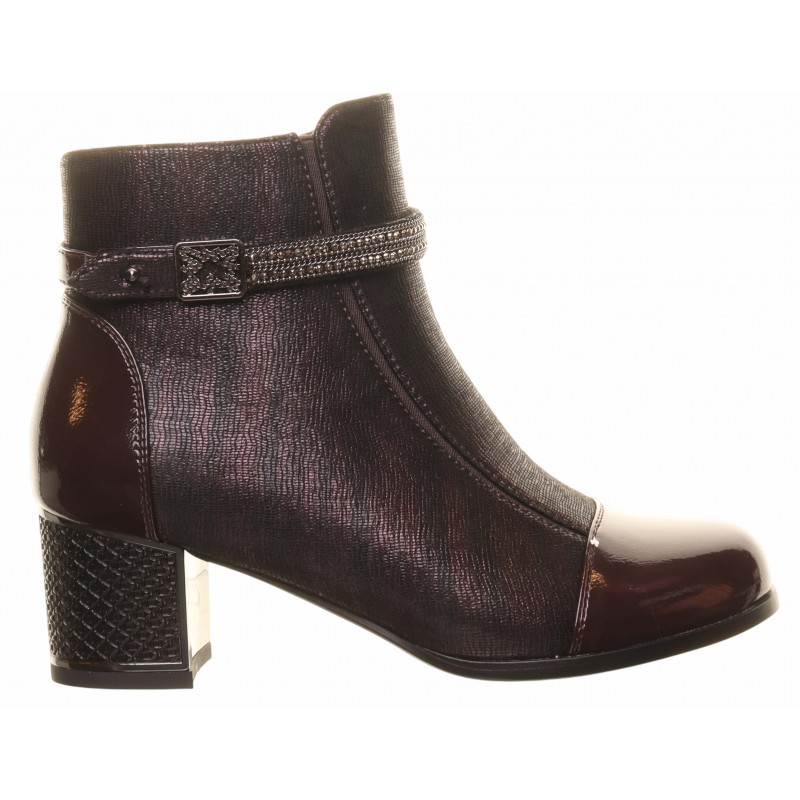 Redz Side Buckle Block Heel Ankle Boots