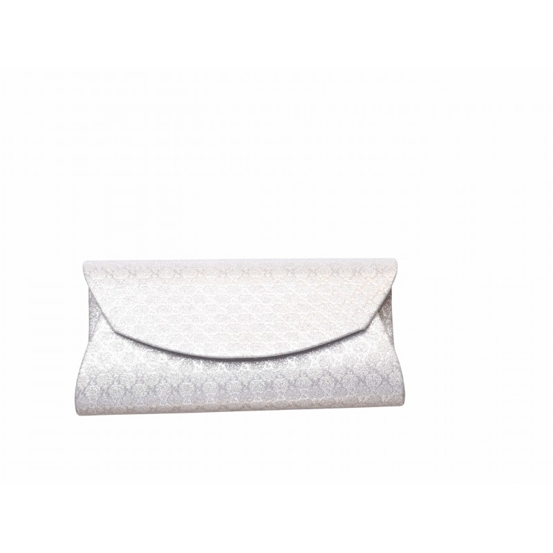 Silver Embossed Glimmer Clutch Bag
