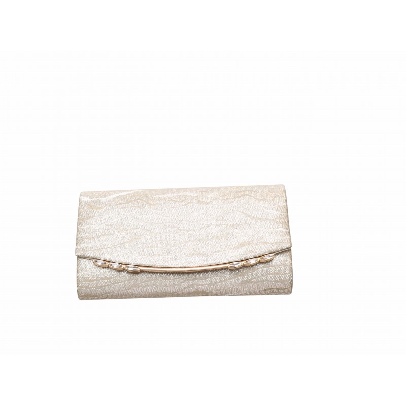 Gold Trim Embodssed Clutch Bag