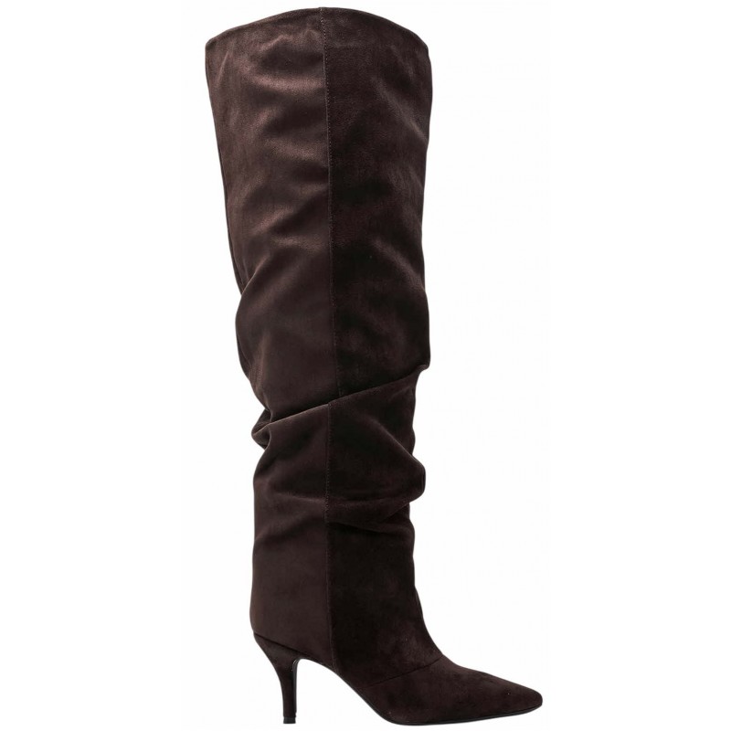 Knee High Ruched Leg High Heel Boots