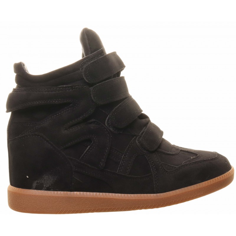 Hidden Wedge Velcro Ankle Boots